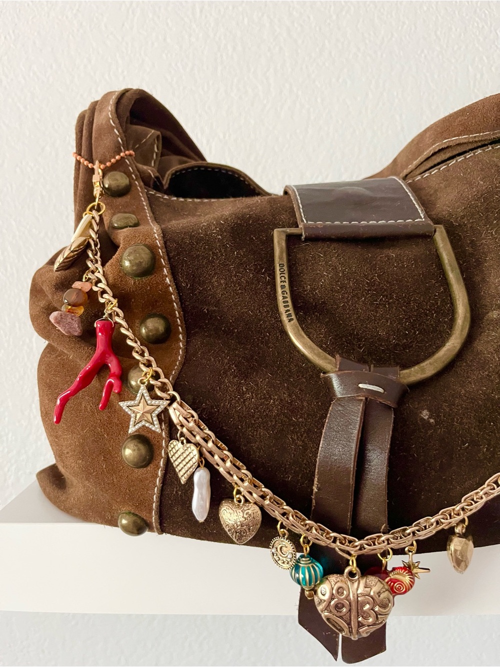 Handmade Boho Charm Bag Chain | Coastal Heart & Shell Purse Charm Accessory - Picture 7 of 8